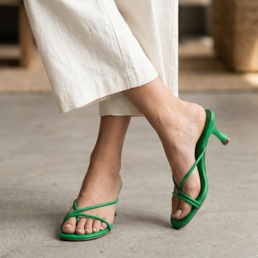 Open Edit Elegant Green Women's Strappy Sandals